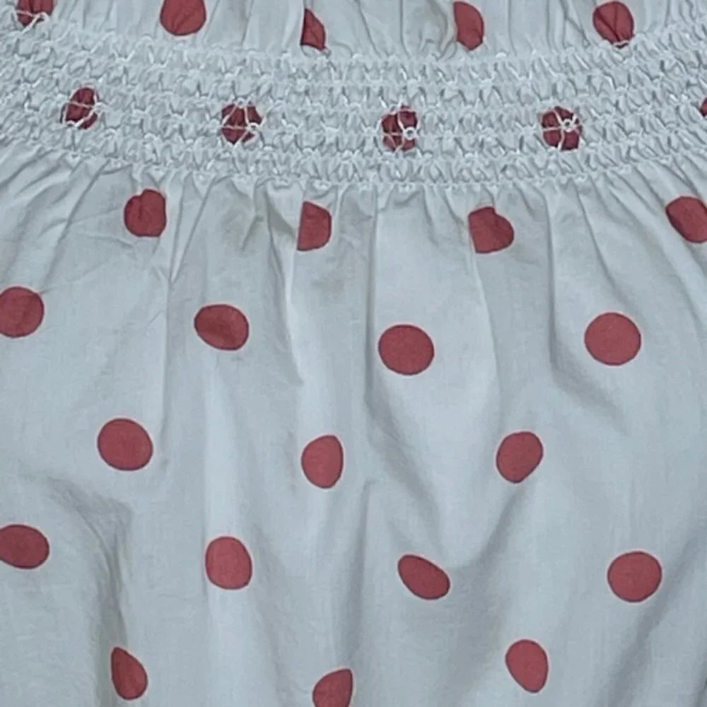 J. CREW Puff-Sleeve Smocked Polka Dot Top, Size Medium - NWT